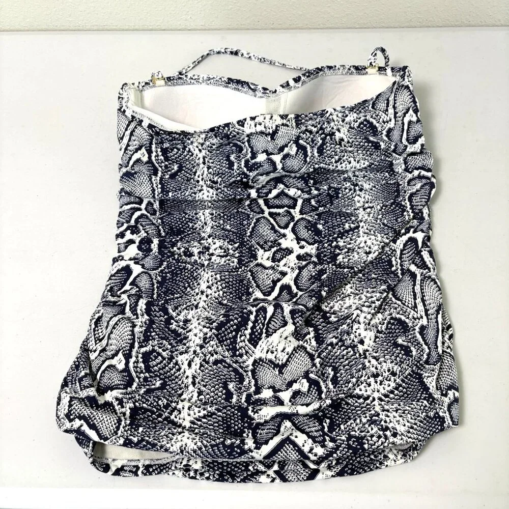 Tommy Bahama Snake Skin Print Swim Halter Top Size S‎ Blue White Built In Bra